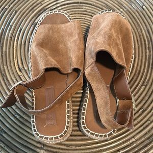 ASOS / Tan Hannah Suede Espadrilles 10 Wide Fit